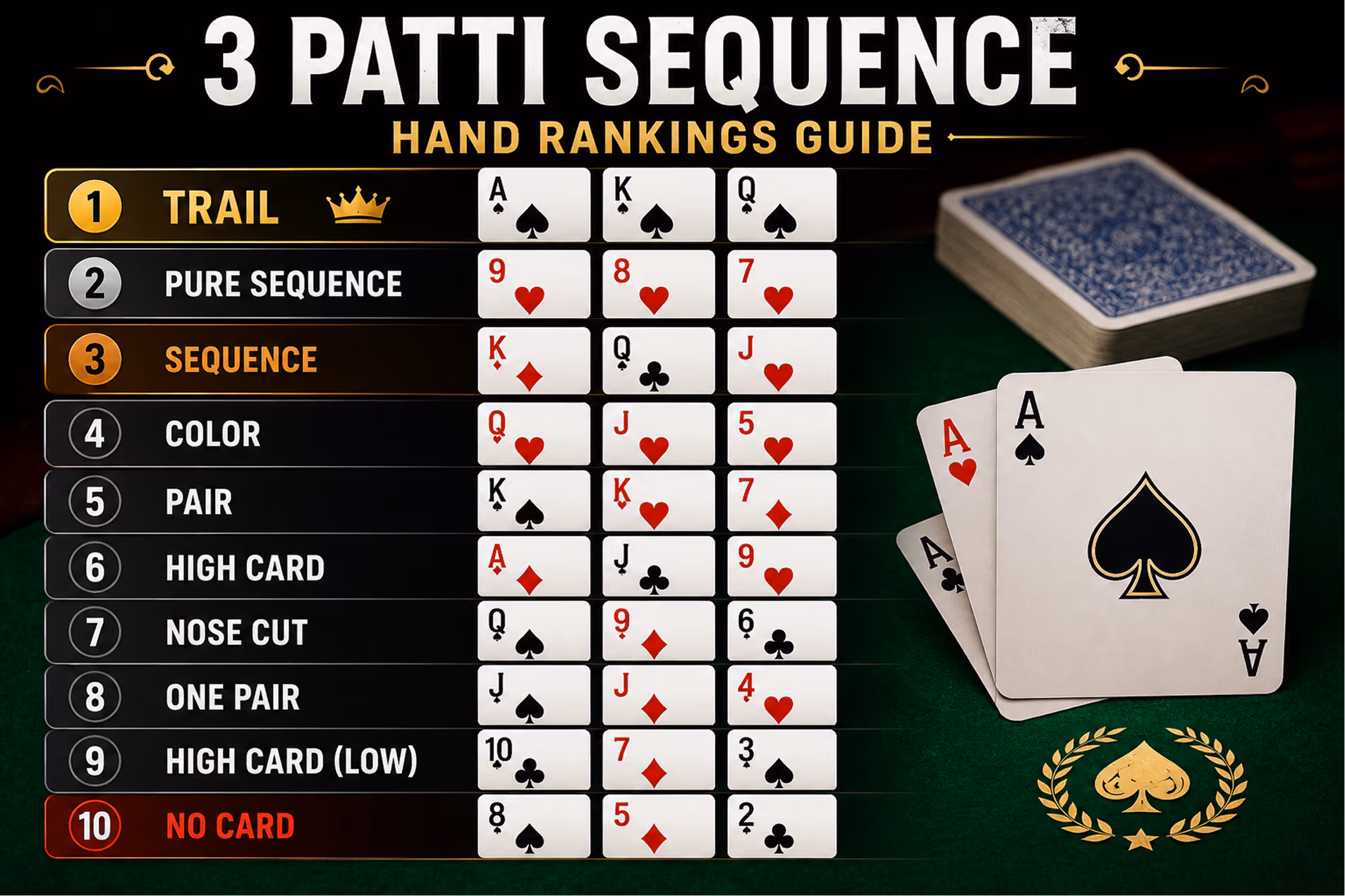 3 Patti Rules and Teen Patti Sequence